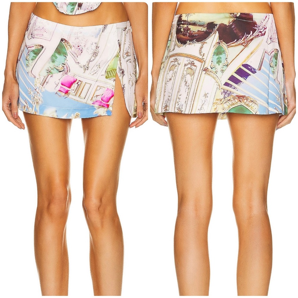 Miaou Womens Paloma Elsesser Chateau Artsy Print Baroque Micro Mini Skirt Size S
